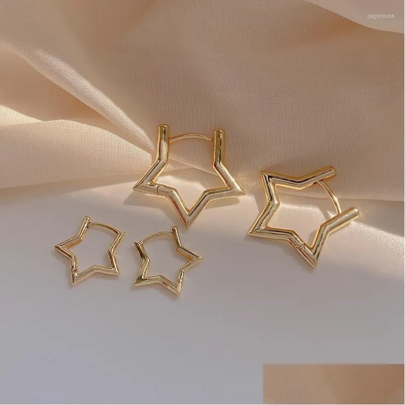 hoop earrings minimalist golden small star for women daily copper geometric hollow huggie ring earring trend 2022