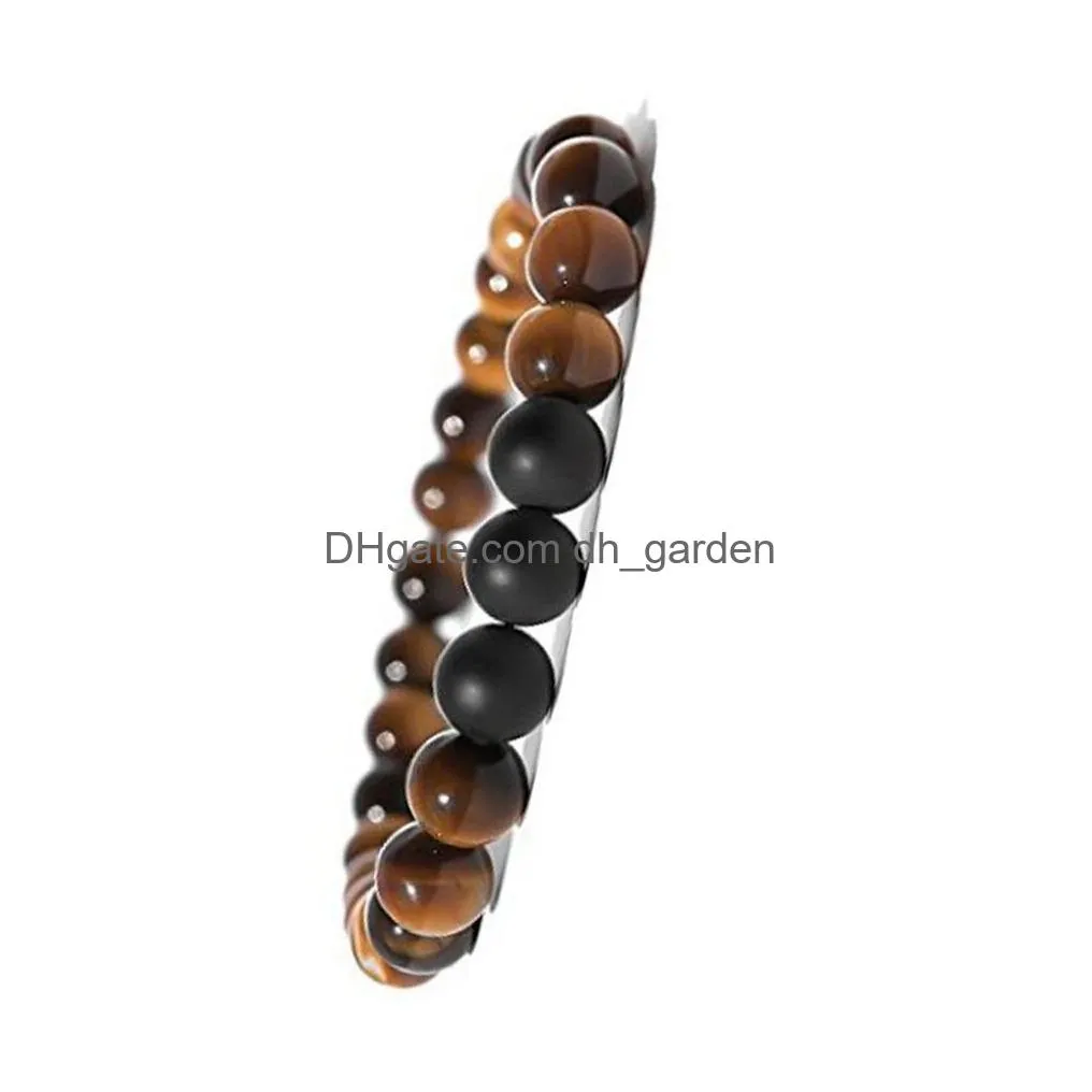 natural black matte agate bracelet tiger eye white turquoise beads bracelets fashion jewelry for women men