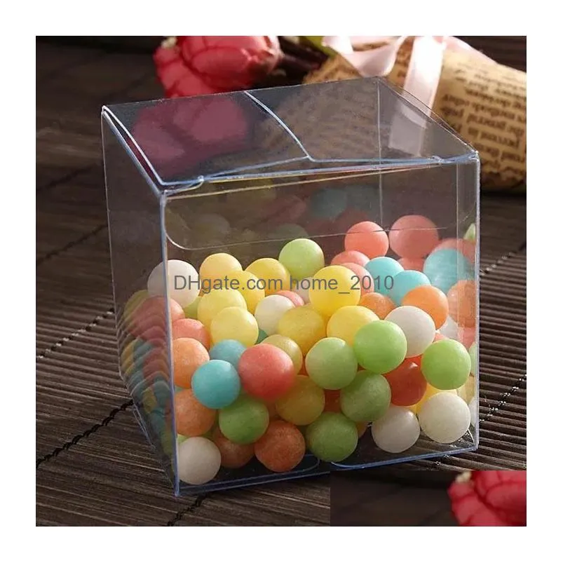50pcs clear gift wrap casket pvc storage boxes birthday baby shower wedding party favor holder 8cm candy cake case