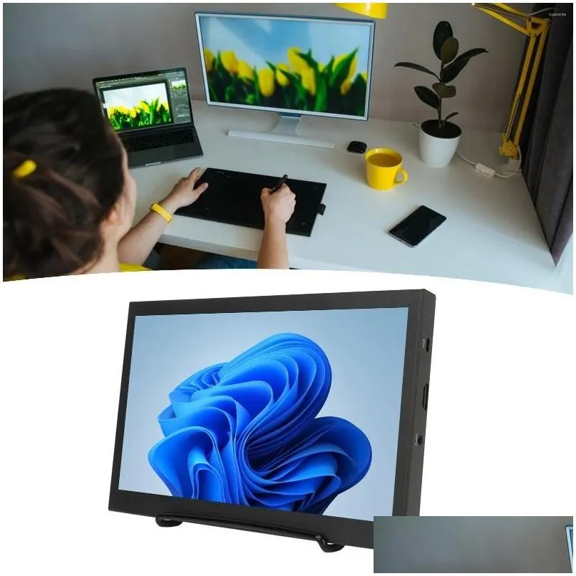 10in display monitor for laptop ips 1024x600 usb headphone hd multimedia interface with dual speakers external