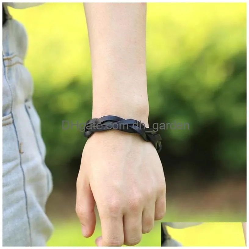 leather weave braid bracelet retro black brown bracelets for women men fashion jewelry will and sandy