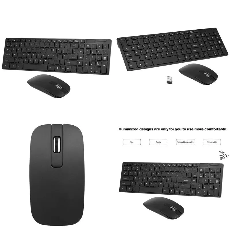 2.4g wireless keyboard and mouse combo computer keyboard with mouse plug and play keyboard for laptop