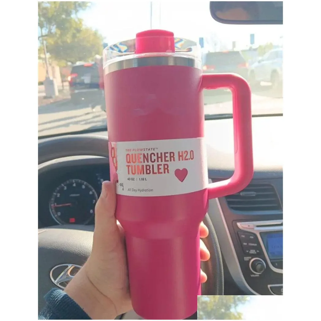 us stock cosmo pink parada 40oz stainless steel co branded flowstate tumbler flamingo 40 oz quencher h2.0 valentines day gift mug red target cups
