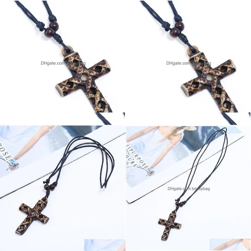 hollow jesus cross necklaces adjustable long chain resin cross pendant for women men fashion jewelry necklaces gift
