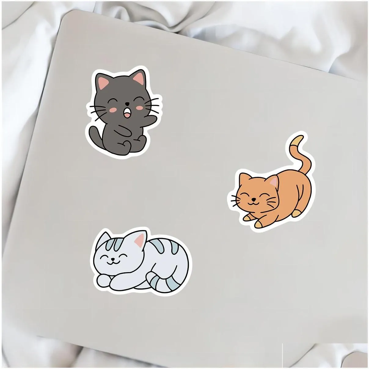 pack of 60pcs wholesale cartoon cute cat stickers waterproof sticker for luggage laptop skateboard notebook water bottle car decals kids gifts