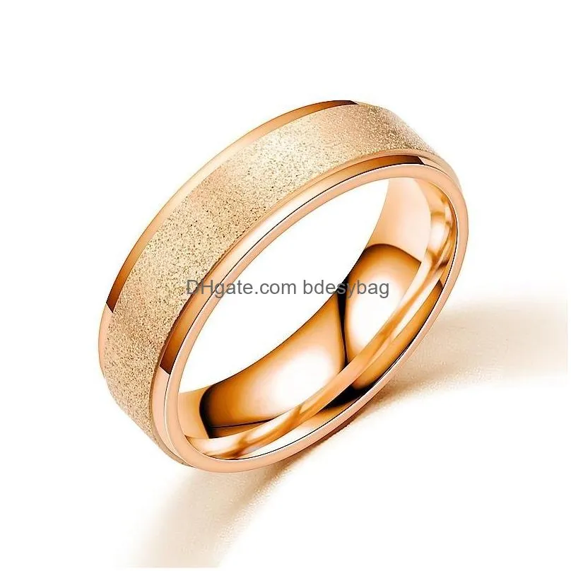 frosted stainless steel dull polish band ring silver gold rainbow rings women men jewelry will and sandy drop ship