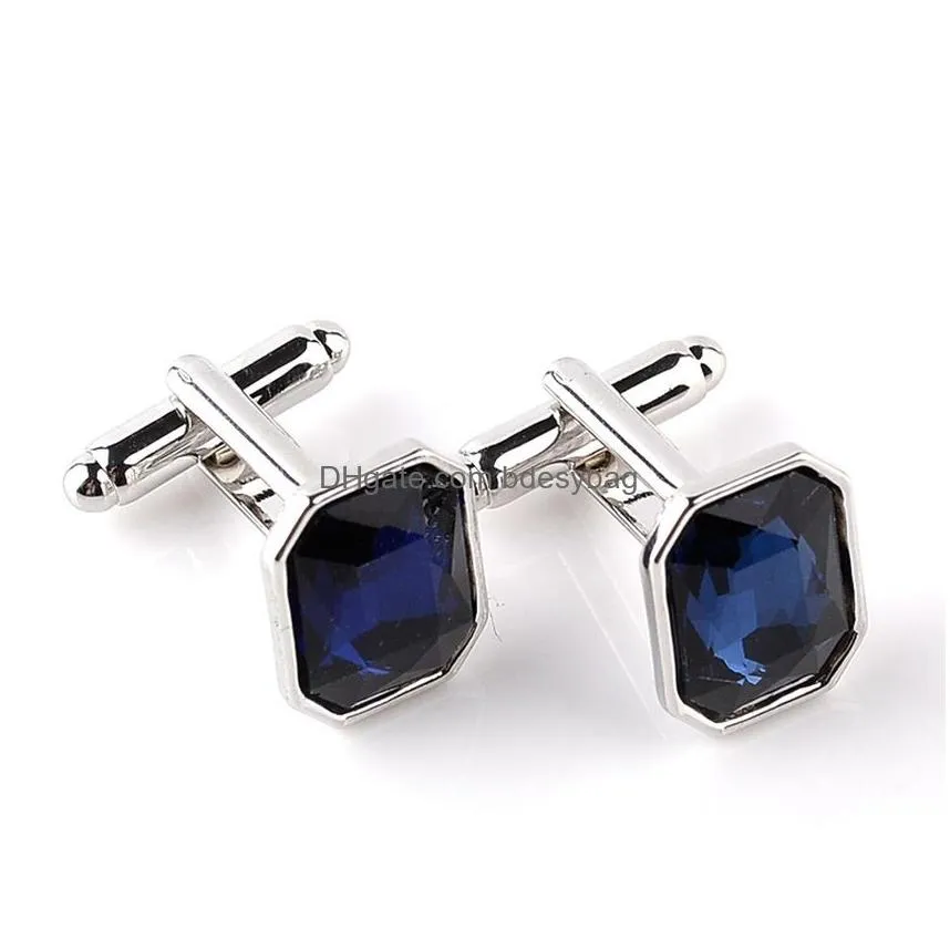 diamond crystsal cuff links business shirt suit cufflinks button for men women will and sandy fashion jewelry gift blue