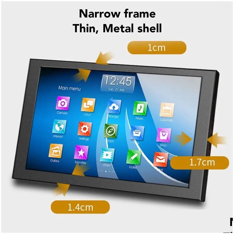 10in display monitor for laptop ips 1024x600 usb headphone hd multimedia interface with dual speakers external