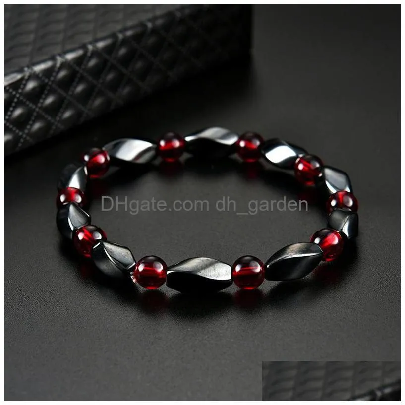 health magnetic hematite bracelet twisted beaded strands wristband bangle cuff for women men power healthy fashion jewelry 162547