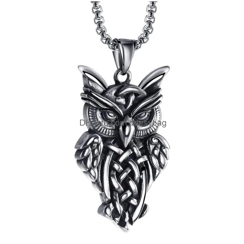 ancient silver head wolf tooth pendant necklaces stainless steel chain necklace women men hiphop fashion fine jewelry