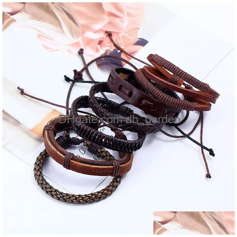 adjustable weave braid leather bracelet set multi layer wrap bracelets wristband bangle cuff women men fashion jewelry will and sandy