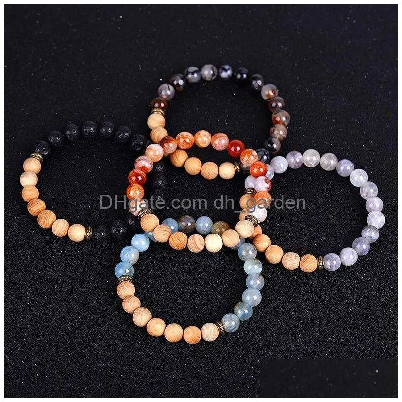 ice crack agate natural stone bracelet  oil diffuser wood beads bracelets women men fashion jewelry will and sandy