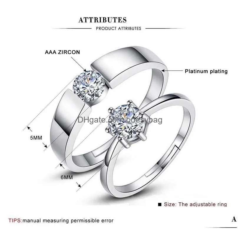 forever love wedding ring pair couple women men jewelry adjustable size silver plated fashion rings will and sandy