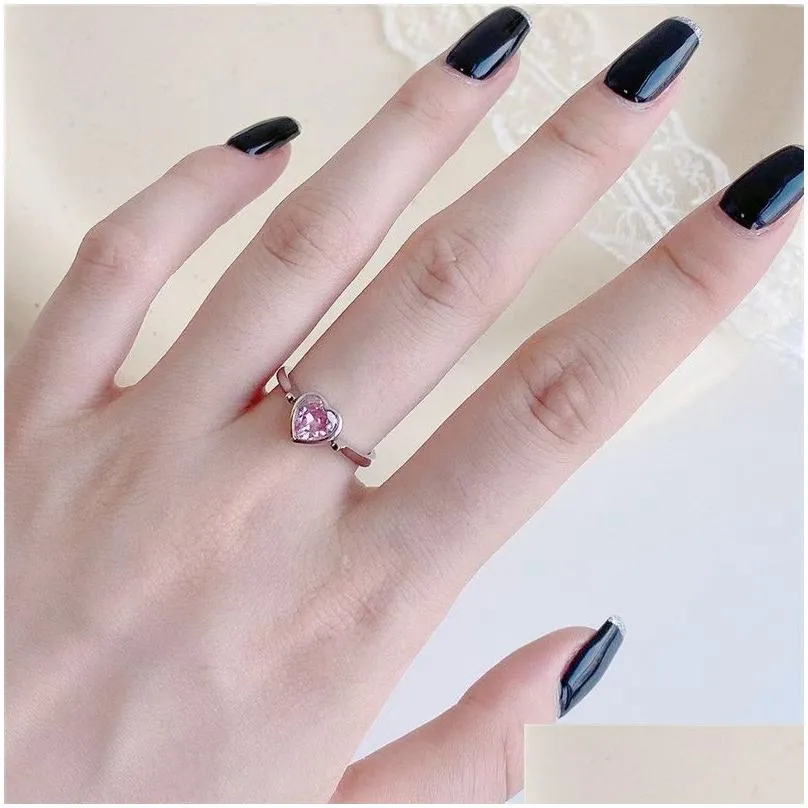 colorful diamond designer ring for woman anniversary 925 sterling silver pink heart square 5a zirconia love wedding engagement rings womens jewelry size 5-9 gift