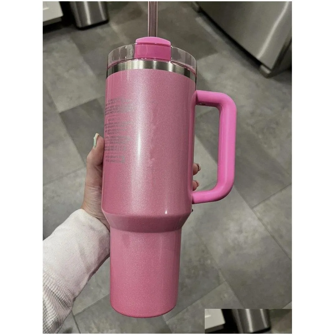 us stock starbucks co-branded pink tumblers cosmo winter pink shimmery limited edition 40 oz mug 40oz mugs water bottle valentines day gift pink