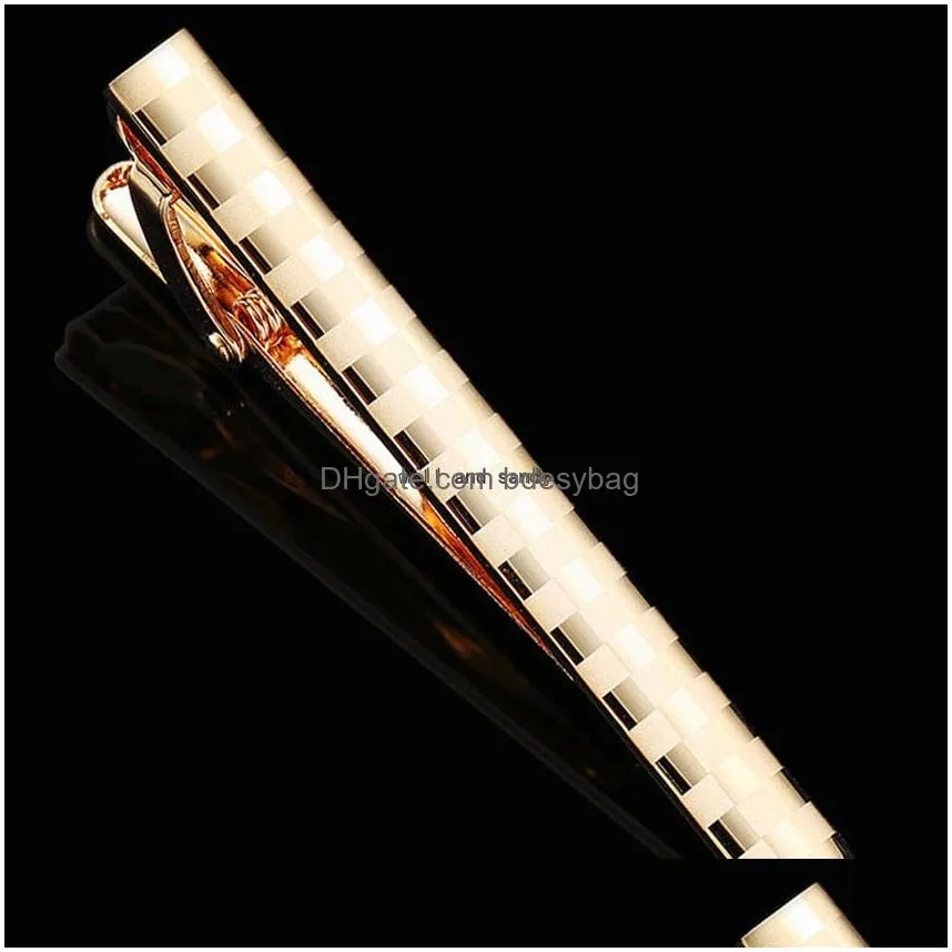 copper stripe plaid tie clips shirts top dress business suits tie bar clasps neck links gold fashion jewelry for men gift will and