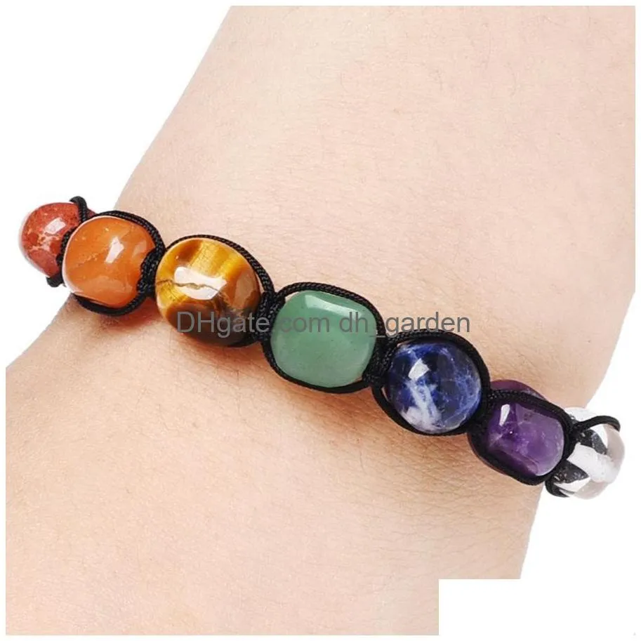 7 chakra yoga natural stone bracelet strand women mens irregular beads woven bracelets fashion jewelry will and sandy gift
