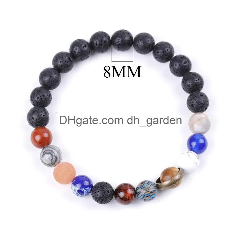 natural stone solar system galaxy starry strand bracelet lava rock lasurite beads bracelets for women men fashion jewelry will and