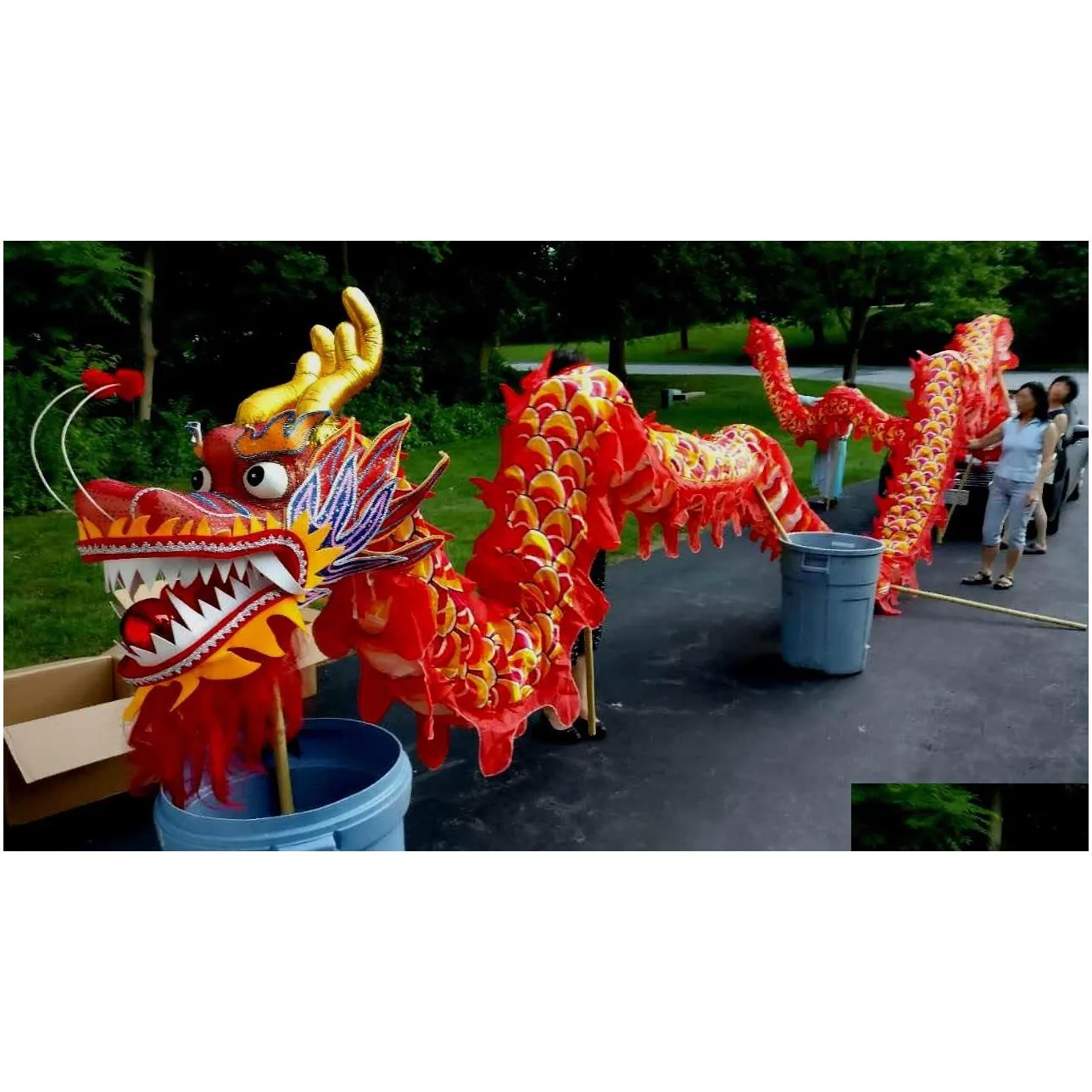 classic size 5 7m silk chinese dragon dance 6 kids children folk mascot costume special culture holiday party year spring da195g