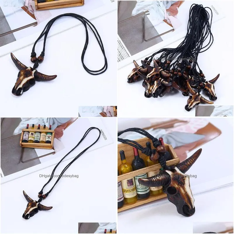 sculpture cow head necklaces art animal head pendant fashion jewelry necklace for women men home decor gift