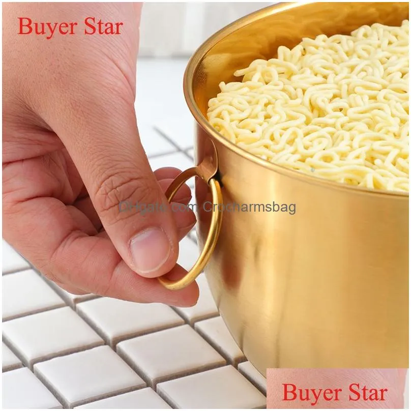  304stainless steel 5colors chinese instant noodle bowl with lid handle food container husehold utensils soup rice salad bowl
