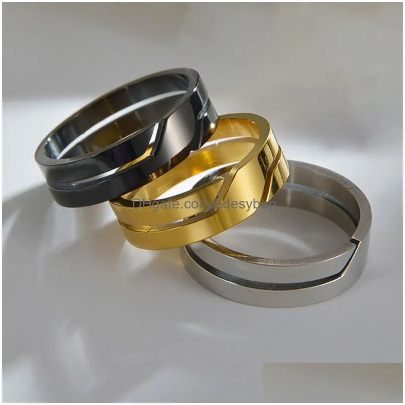 cutting hollow out ring band stainless steel punk mechanical rings fashion jewelry for men and women gift black gold