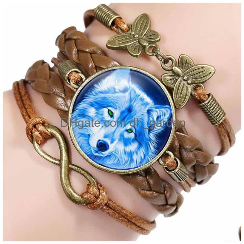 love infinity wolf charm bracelet multilayer wrap glass cabochon bracelets women kids fashion jewelry will and sandy