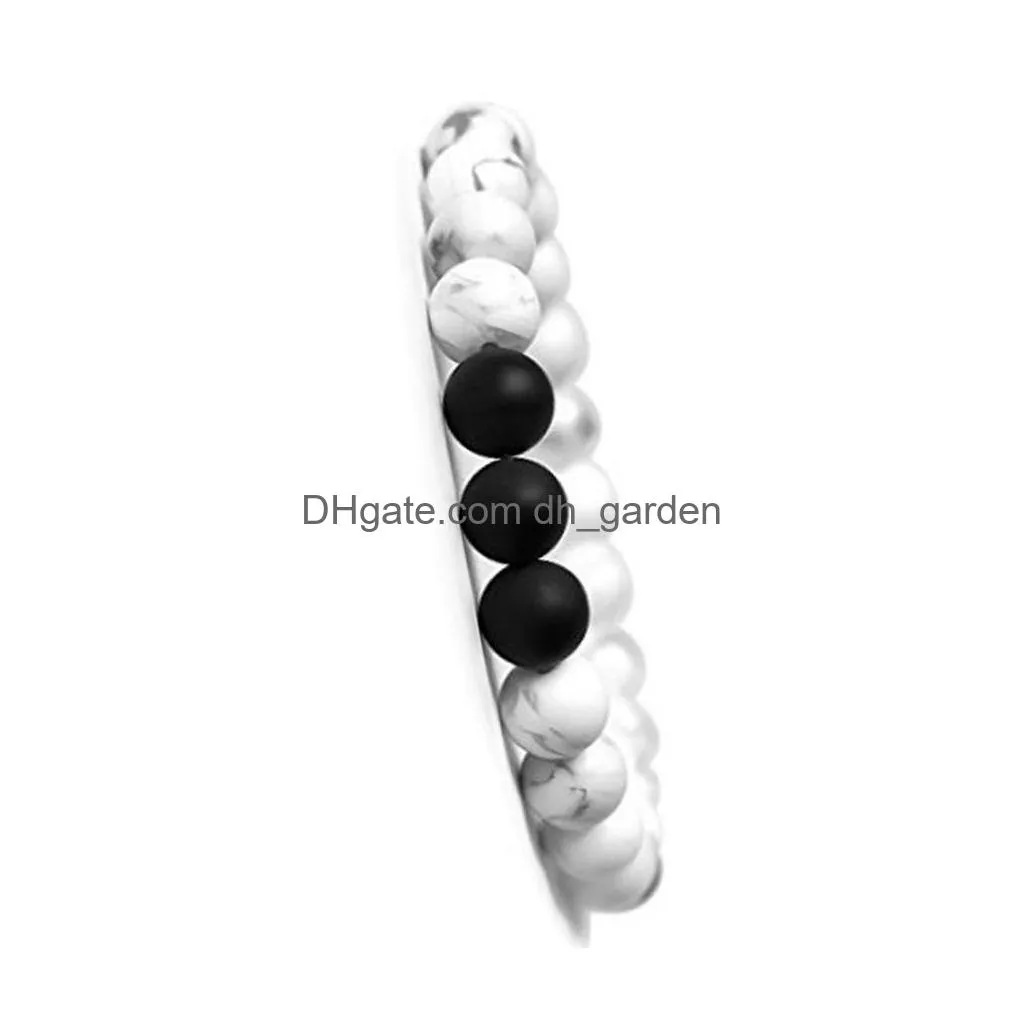 natural black matte agate bracelet tiger eye white turquoise beads bracelets fashion jewelry for women men