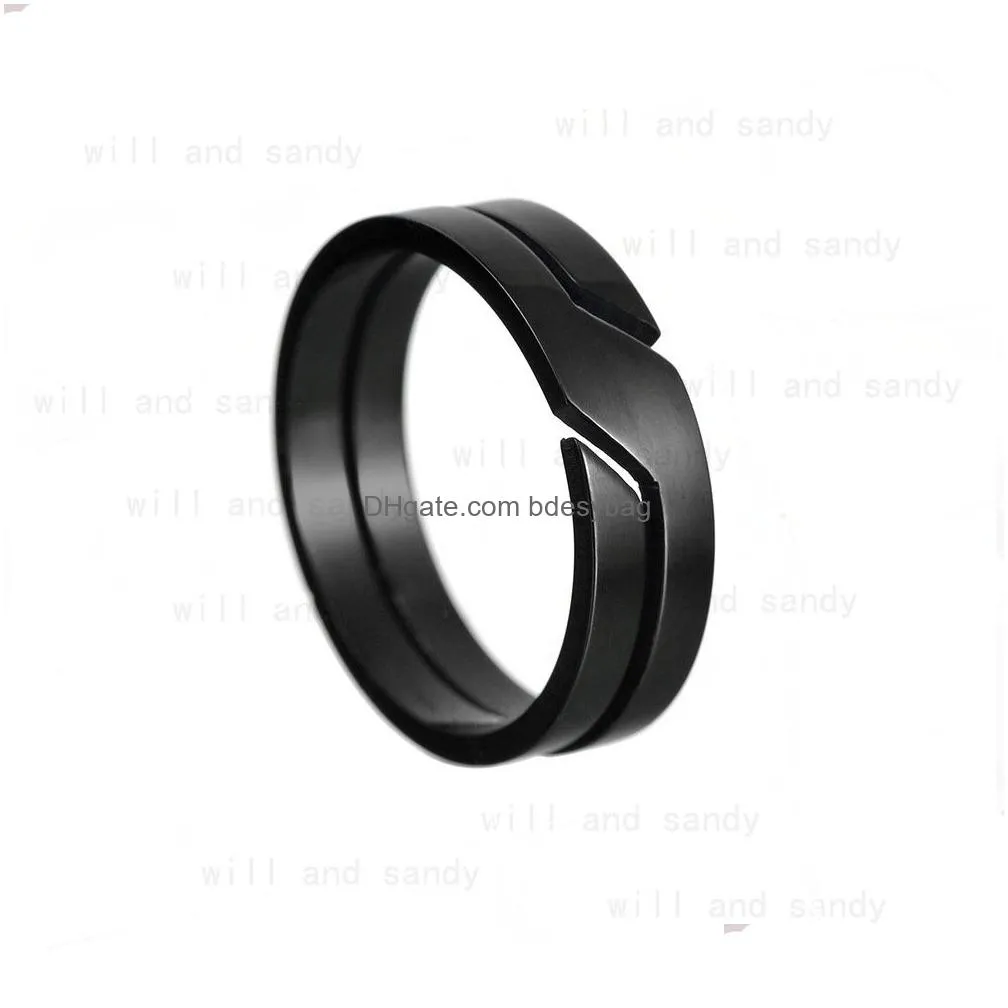 cutting hollow out ring band stainless steel punk mechanical rings fashion jewelry for men and women gift black gold