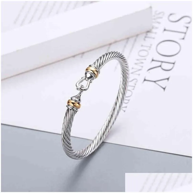 designer bangle bracelet dy luxury twisted pearl head women fashion versatile twist bracelets jewelry platinum plated wedding gifts