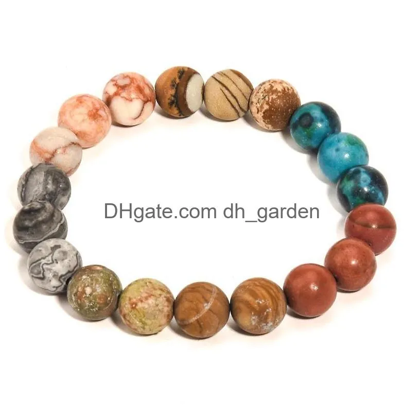 Beaded Galaxy Universe Bracelet 10Mm Strands Natural Stone Frosted Agate Bracelets Fashion Jewelry For Women Men Gift Will And Sandy Dhk9P