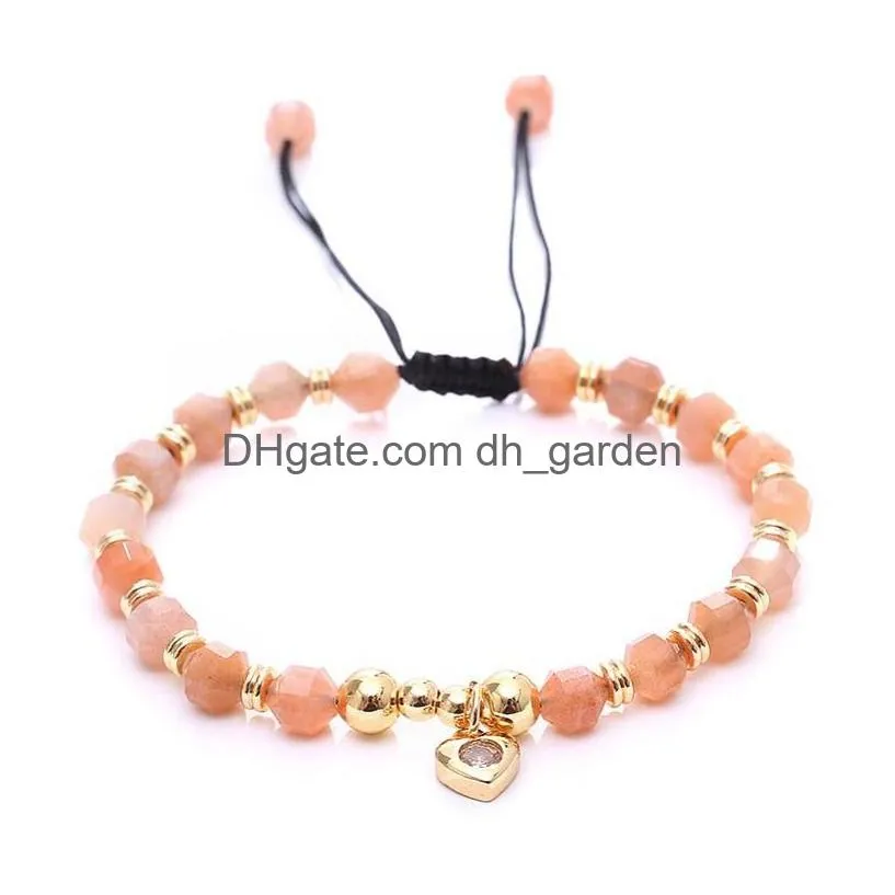 faceted stone beads bracelet gemstone crystal bracelets adjustable amethyst jewelry for women girl gifts