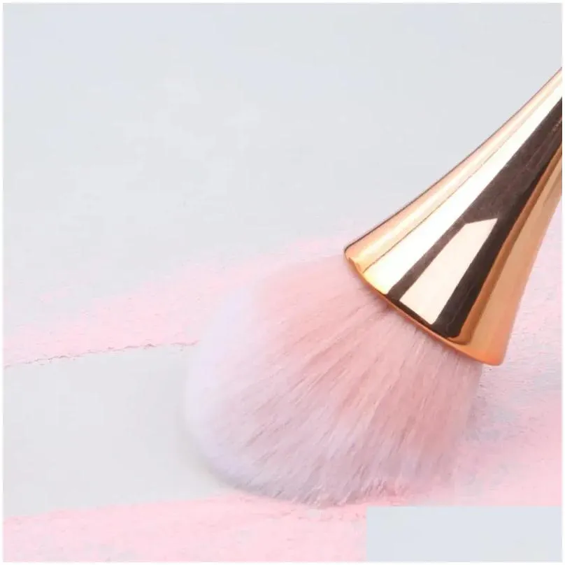 makeup brushes nail dust clean brush blusher loose powder soft art long handle gel polish cleaning