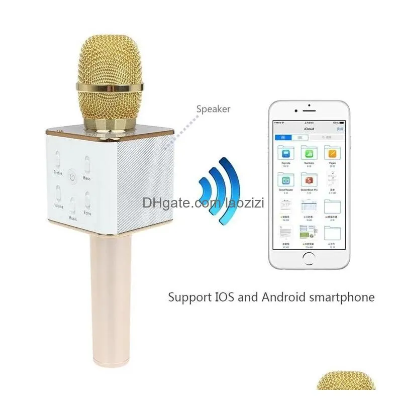 q7 handheld microphone bluetooth wireless ktv with speaker mic microfono loudspeaker portable karaoke player
