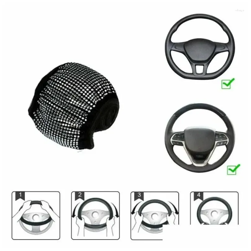 steering wheel covers 1pc universal 15`` bling rhinestone car cover white accessories