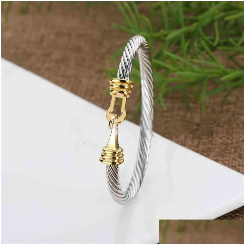 designer bangle bracelet dy luxury twisted pearl head women fashion versatile twist bracelets jewelry platinum plated wedding gifts