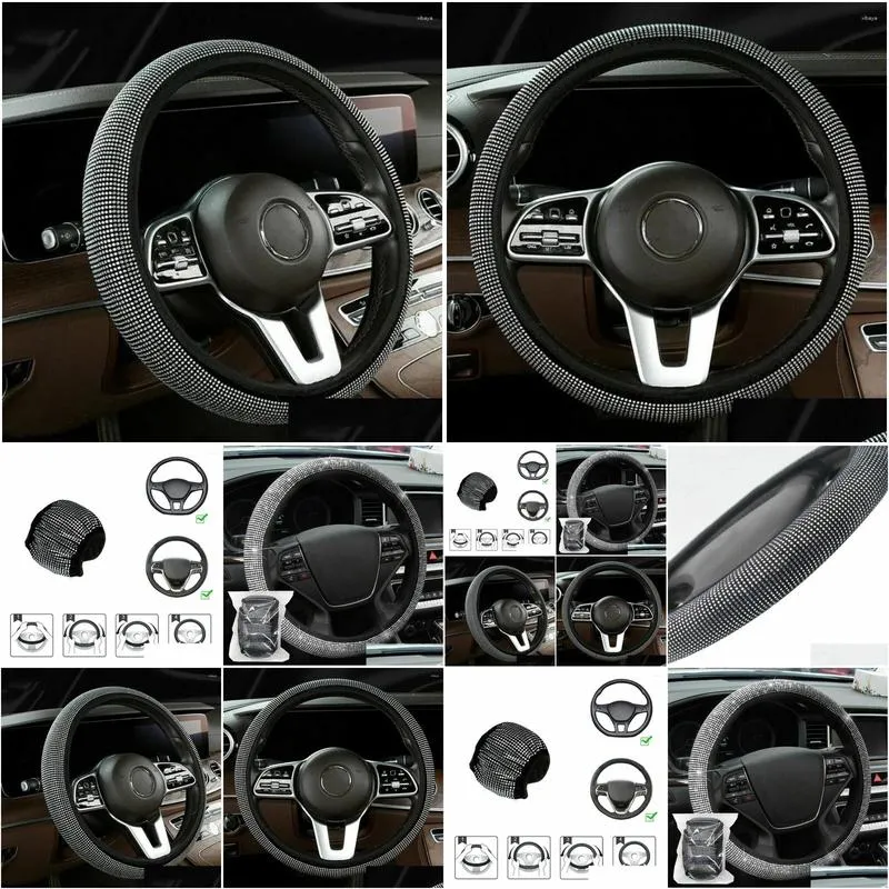 steering wheel covers 1pc universal 15`` bling rhinestone car cover white accessories