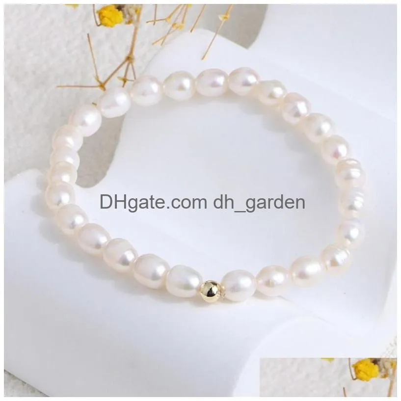 natural freshwater pearl bracelet for women fashion jade pearl beaded stretch bracelets cuff fine jewelry