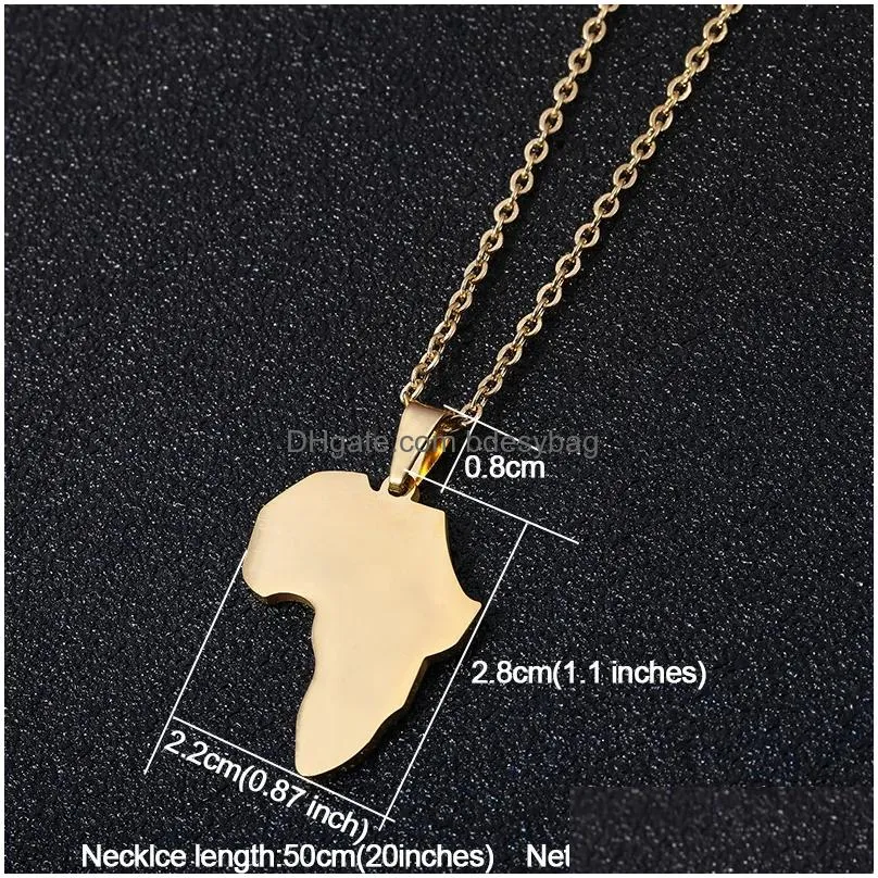 mens africa map necklace stainless steel maps pendant necklaces gold chains hip hop fashion jewelry for women man will and sandy