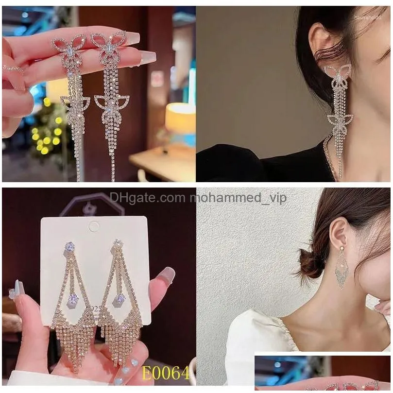 dangle earrings exquisite rhinestone tassel wedding long drop earring for women luxury geometric crystal butterfly pendant jewelry