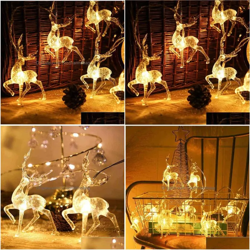 led sika deer light string christmas elk-shaped oranments xmas tree lantern merry christmas decor for home happy year 211104