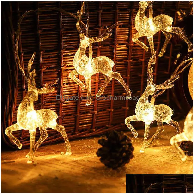 led sika deer light string christmas elk-shaped oranments xmas tree lantern merry christmas decor for home happy year 211104