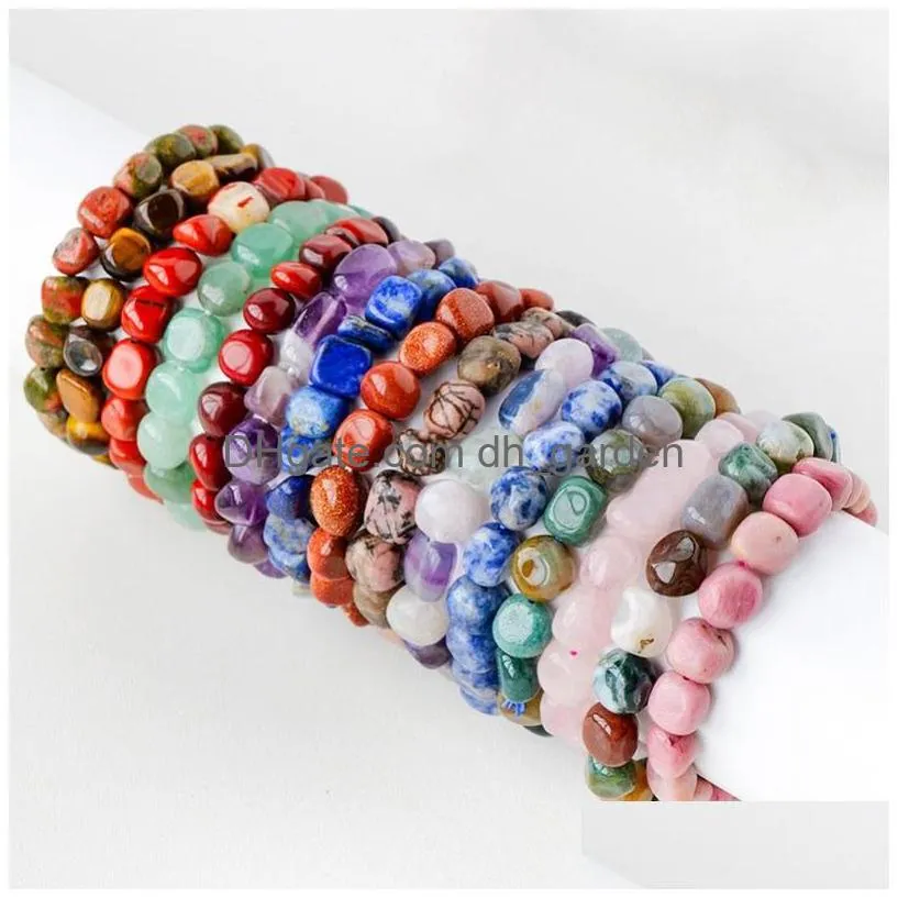 irregularly natural stone beaded bracelets jewelry amethyst gravel agate rose quartz gemstone bracelet women fashion jewelry