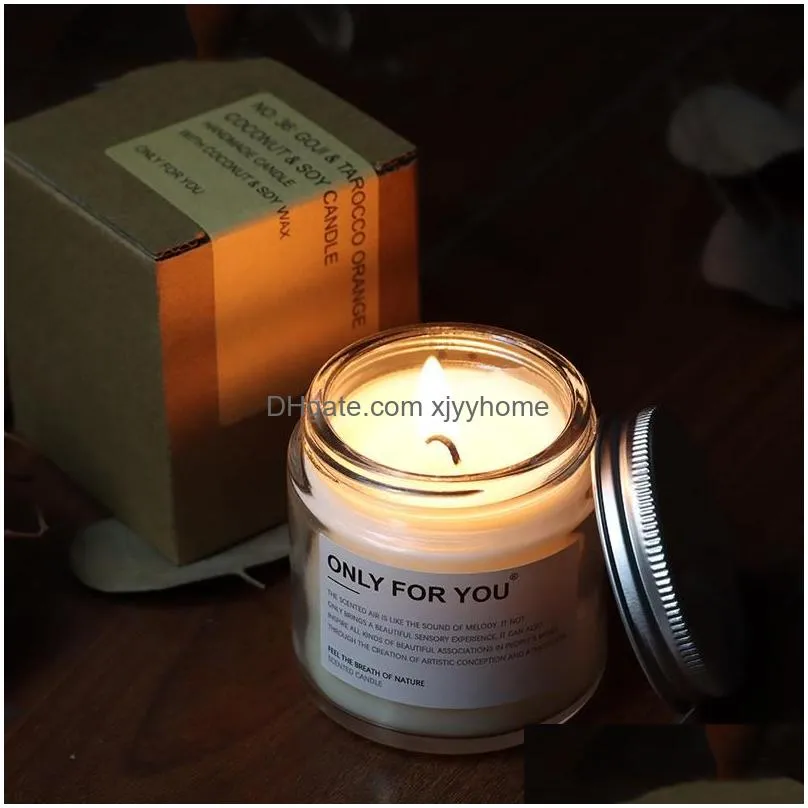 handmade clear scented candles coconut soy wax aromatherapy  oil candle glass can packaging customized logo wedding thanksgiving day gift