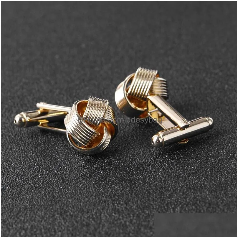 cuff links gold tie knot shape business shirts cufflinks button for men fashion jewelry will and sandy