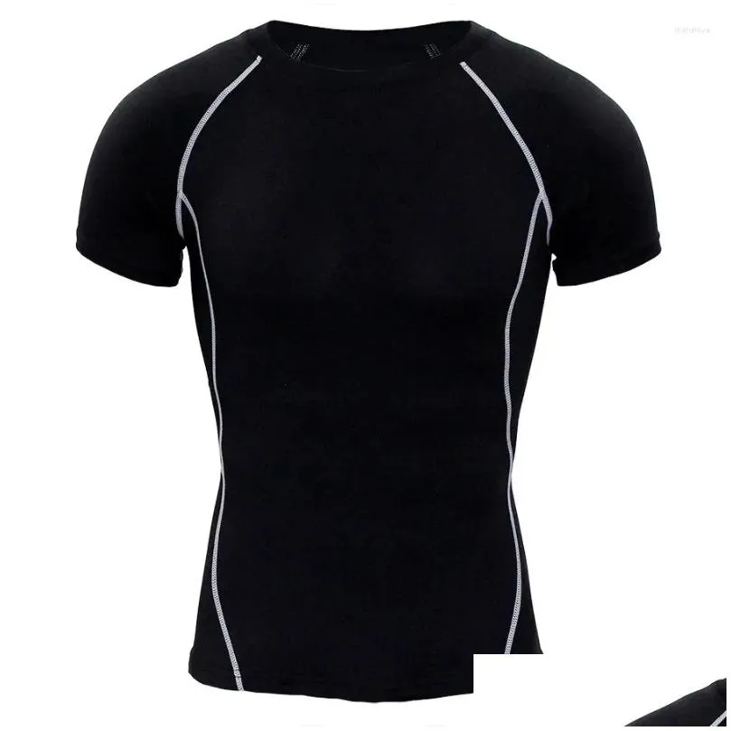 motorcycle apparel 2024 sports running round neck bodysuit fitness short sleeve men`s quick drying moisture wicking elastic t-shirt