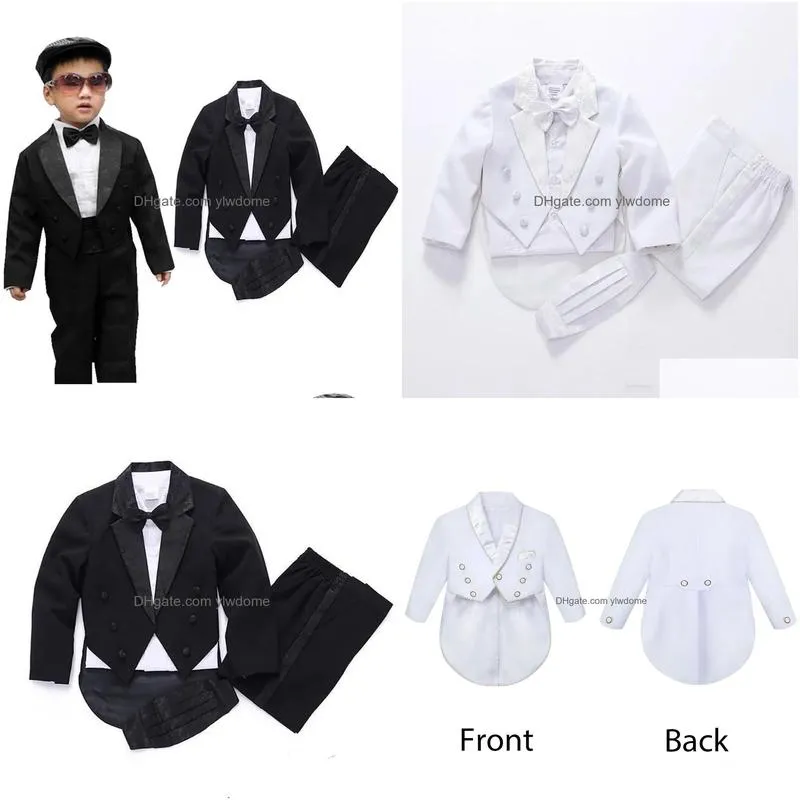 suits 2023 baby boy classic tuxedo blackwhite suits infant baptism wedding suit toddler formal party christening church outfit 4pcs