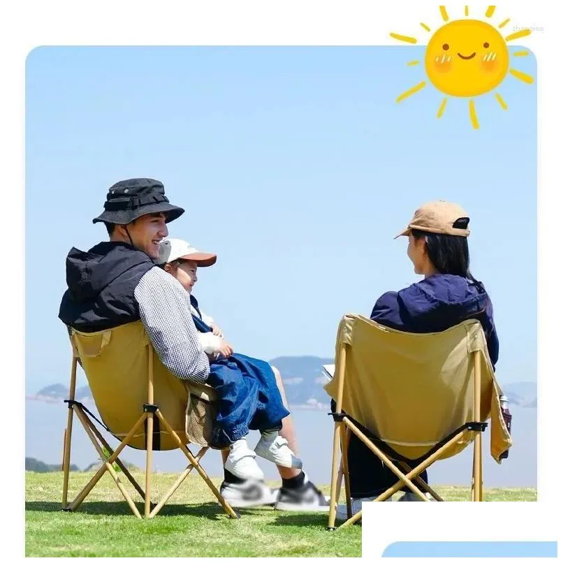 camp furniture outdoor folding camping portable chair moon collapsible foot stool for hiking picnic fishing chairs seat tools