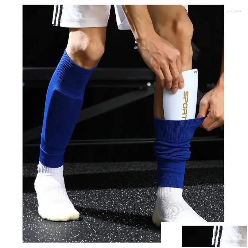 sports socks plus elasticity size soccer shin men guards adults leg kids cover calf sleeve sport football pads kicking ball protection