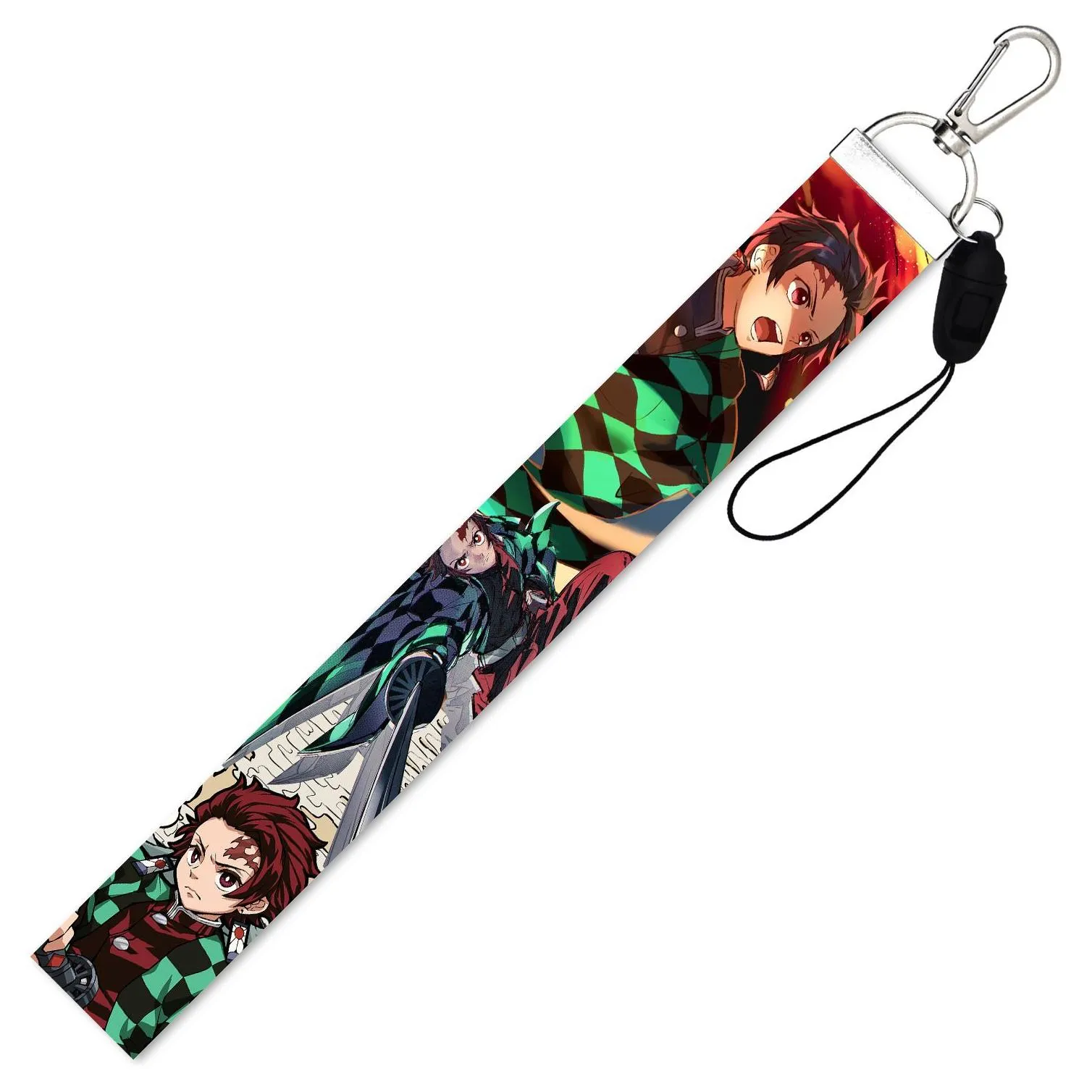 japanese demon slayer character keychain id credit card cover pass mobile phone charm neck straps badge holder keyring accessories